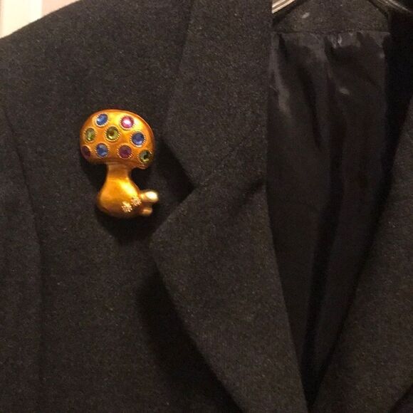 Enamel Mushroom Ladybug Brooch Vintage 1990s - Picture 6 of 17